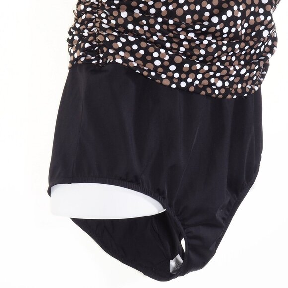 Catalina Swimsuit 18 W 20 W Piece Black Brown White Rouched Set in Bra 2X NWOT - Picture 6 of 10